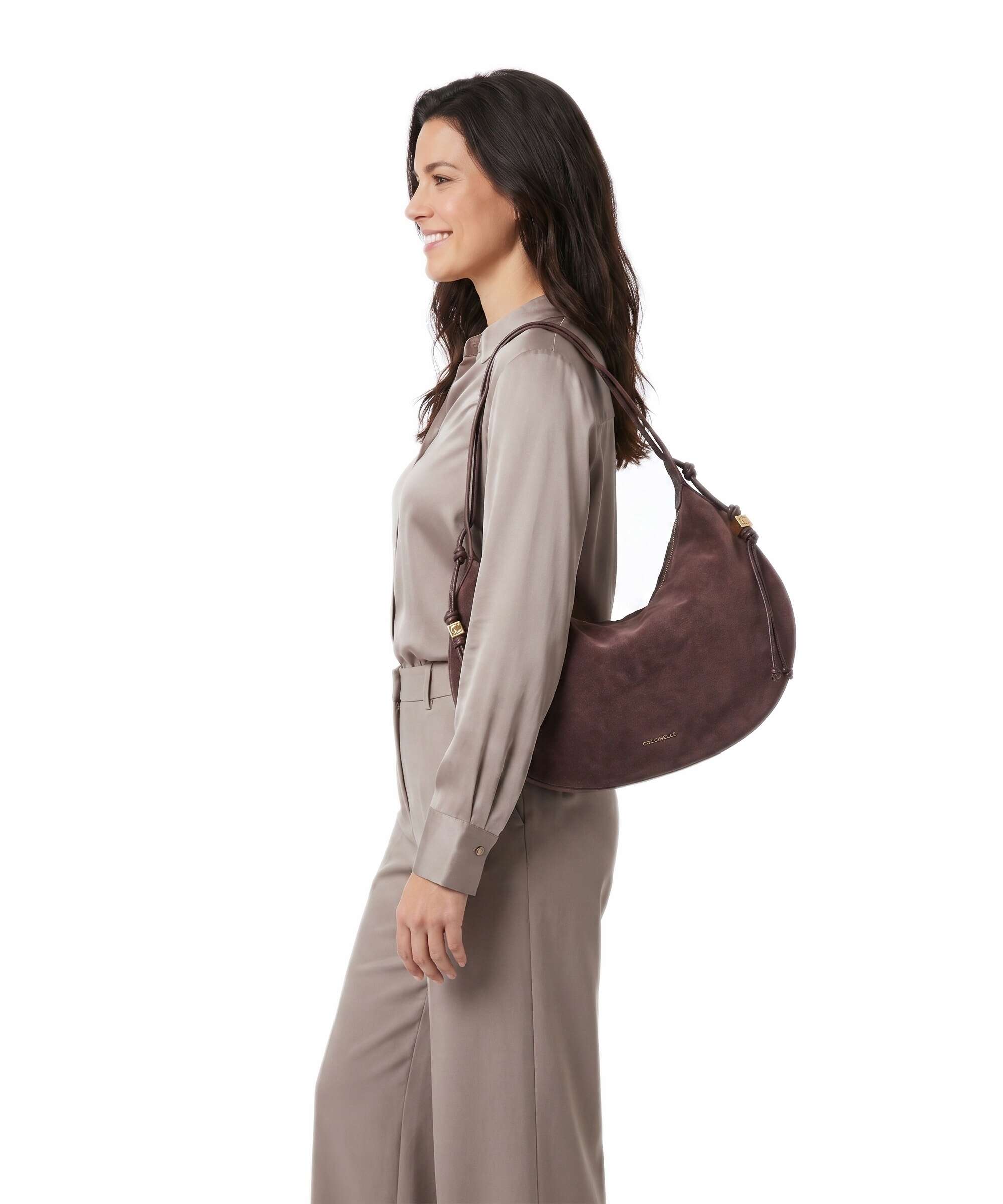Coccinelle Thess Suede Hobo bag berry