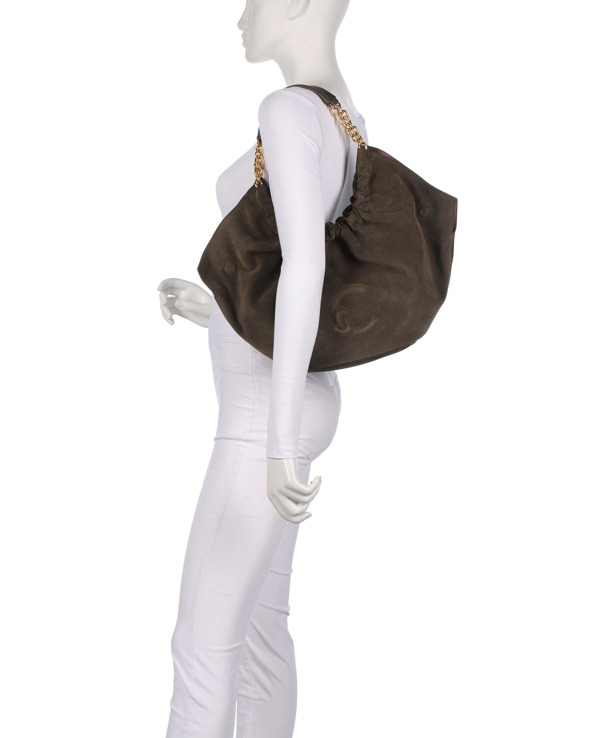 Coccinelle Smash Suede Hobo bag fango