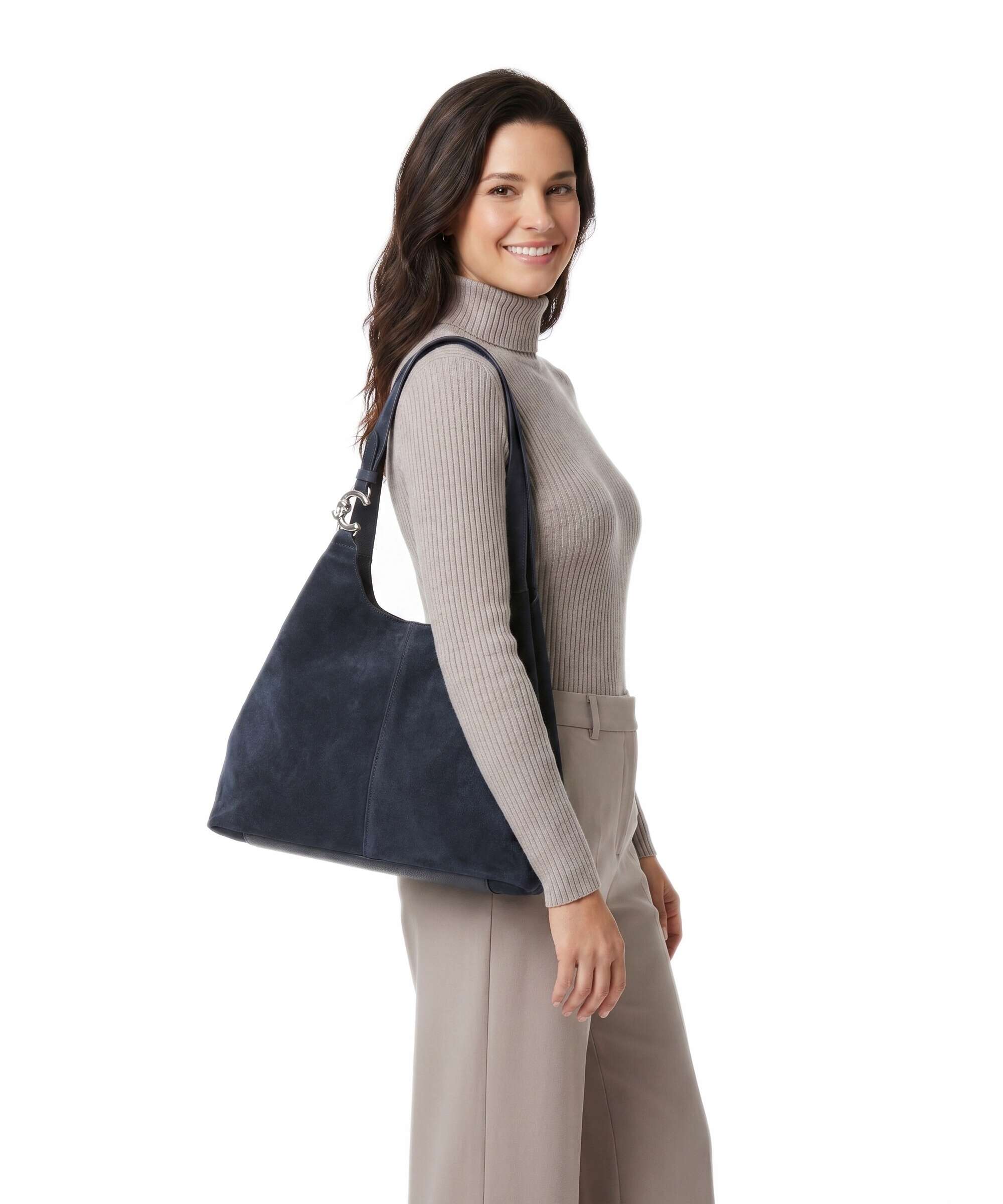 Coccinelle C-Easy Suede Hobo bag midnight blue