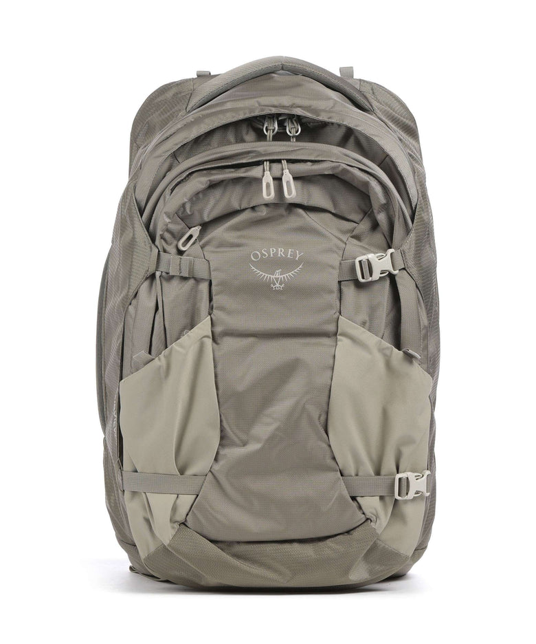 osprey 55 backpacks Osprey Fairview 55 Travel backpack recycled polyester sawdust/olive tan