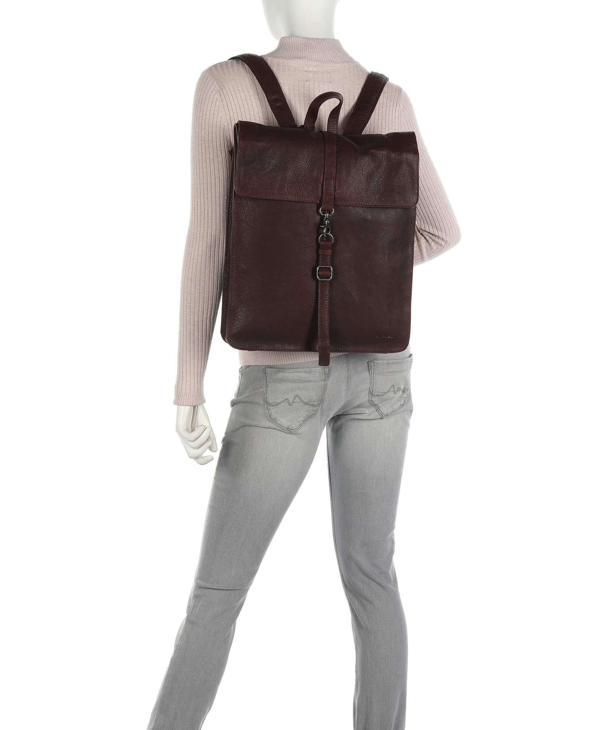 Burkely Antique Avery Backpack grained leather bruin