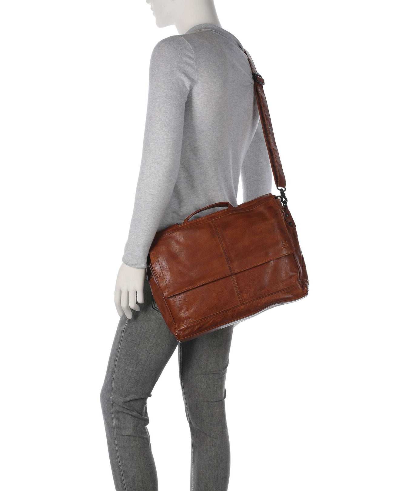 Spikes & Sparrow Apache Benzo Briefcase brandy