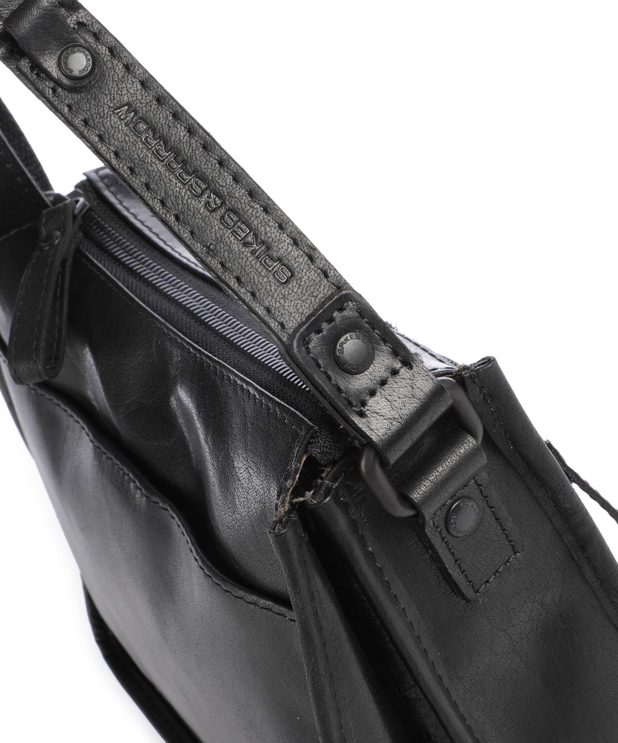 Spikes & Sparrow Bronco Joy Crossbody bag fine grain leather black