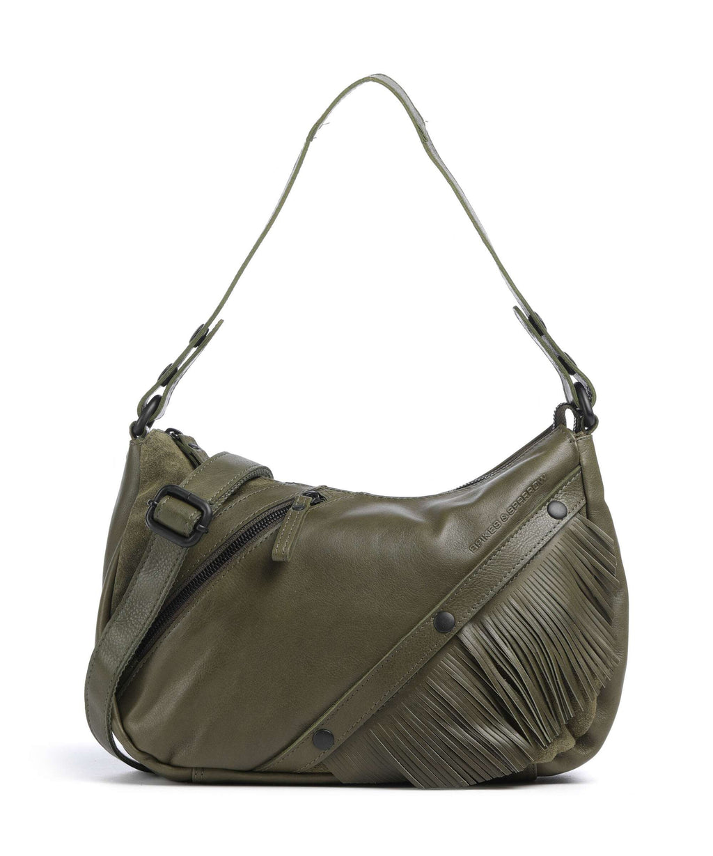 Spikes & Sparrow Suede Mix Jadeline Shoulder bag green