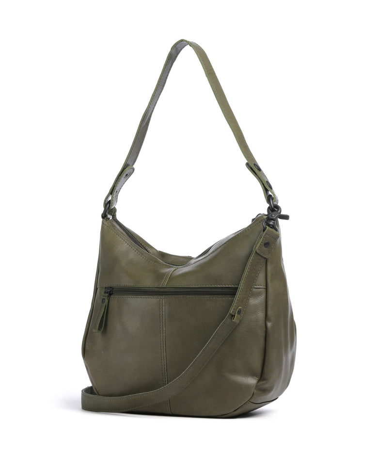 Spikes & Sparrow Suede Mix Natalia Hobo bag green