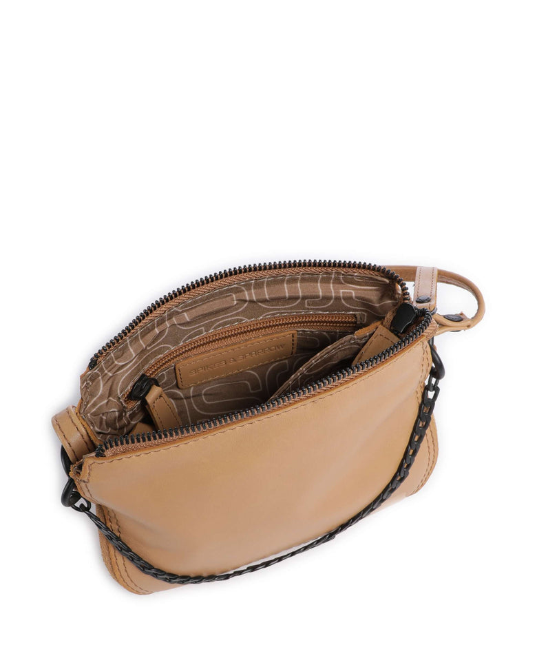Spikes & Sparrow Suede Mix Delaine Crossbody bag camel