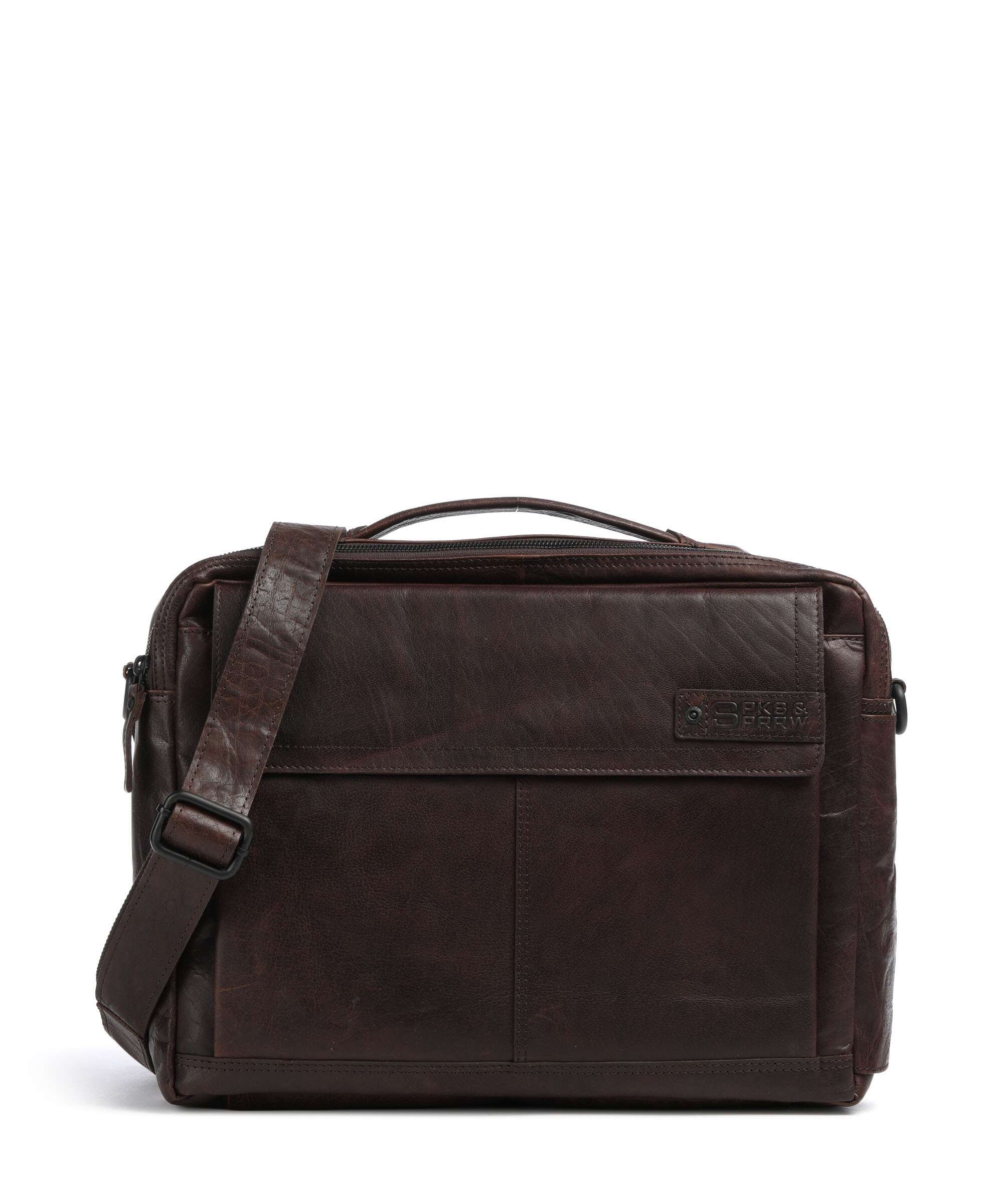 Spikes & Sparrow Bronco Henry Briefcase 13″ grained leather brandy
