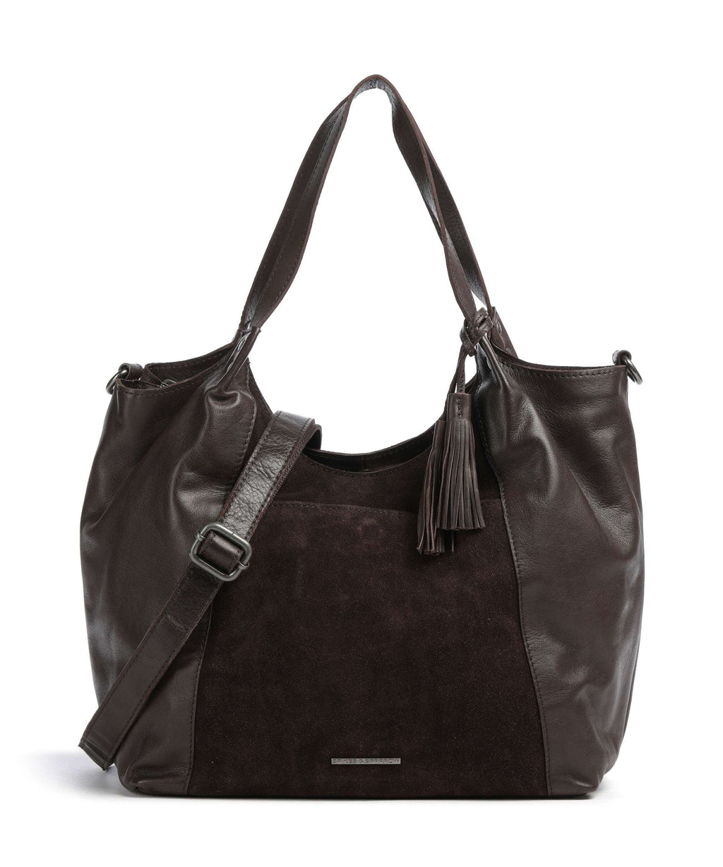 Spikes & Sparrow Suede Mix Ryana Tote bag dark brown