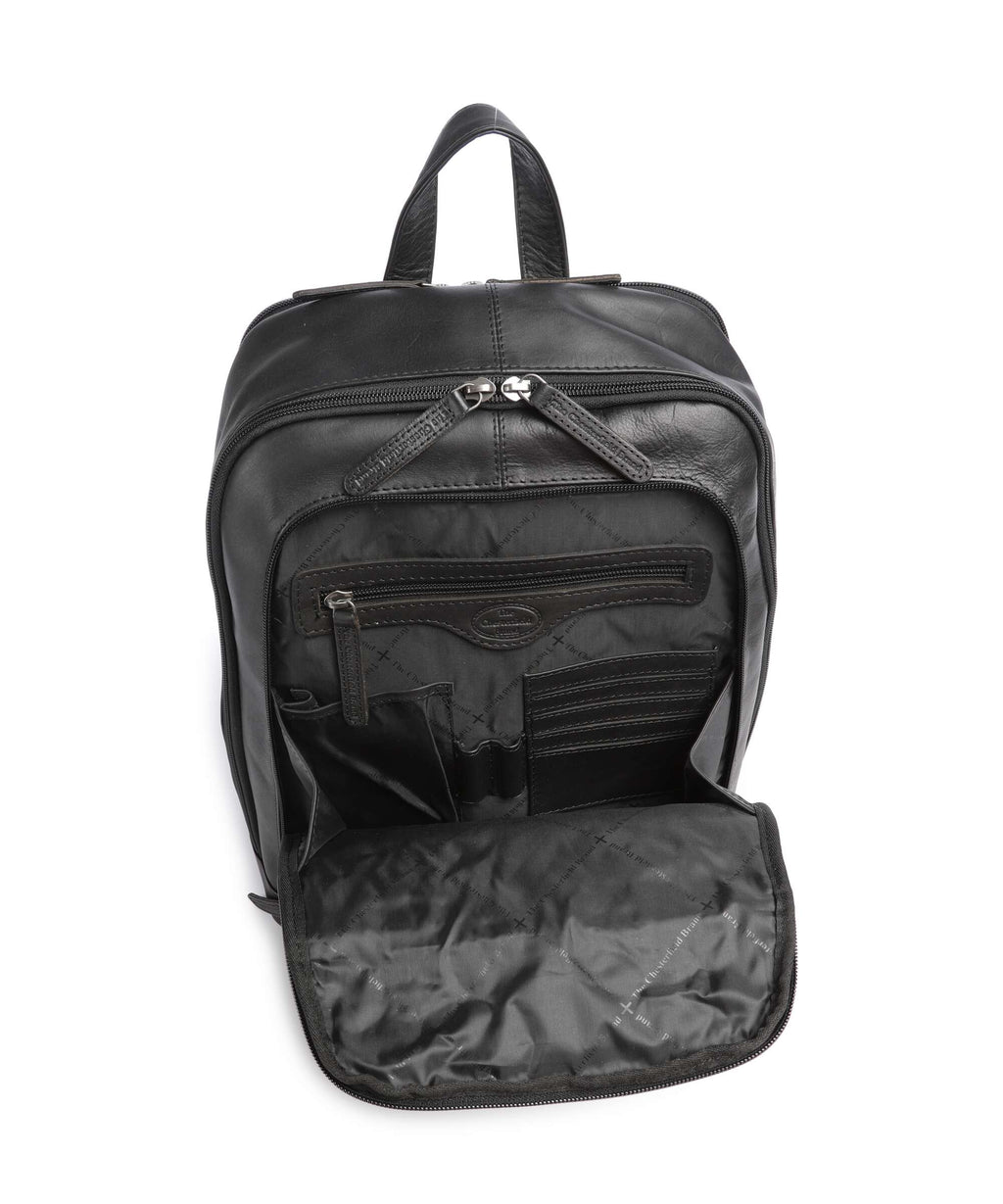 The Chesterfield Brand Wax Pull Up Cow Detroit Backpack black