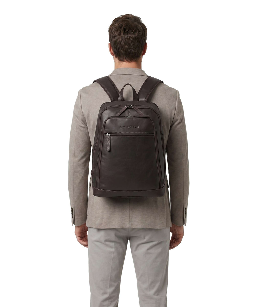 The Chesterfield Brand Cow Wax Pull Up Detroit Backpack brown