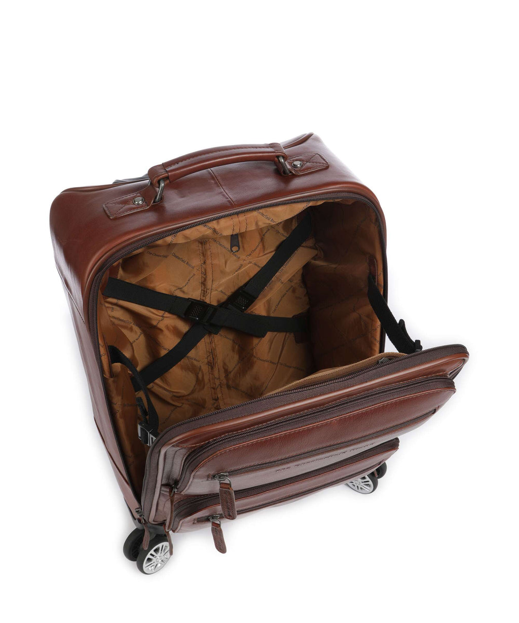 The Chesterfield Brand Cow Wax Pull Up San Marino Spinner (4 wheels) cognac