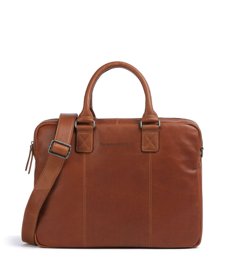 The Chesterfield Brand Cow Wax Pull Up Fabian Briefcase cognac