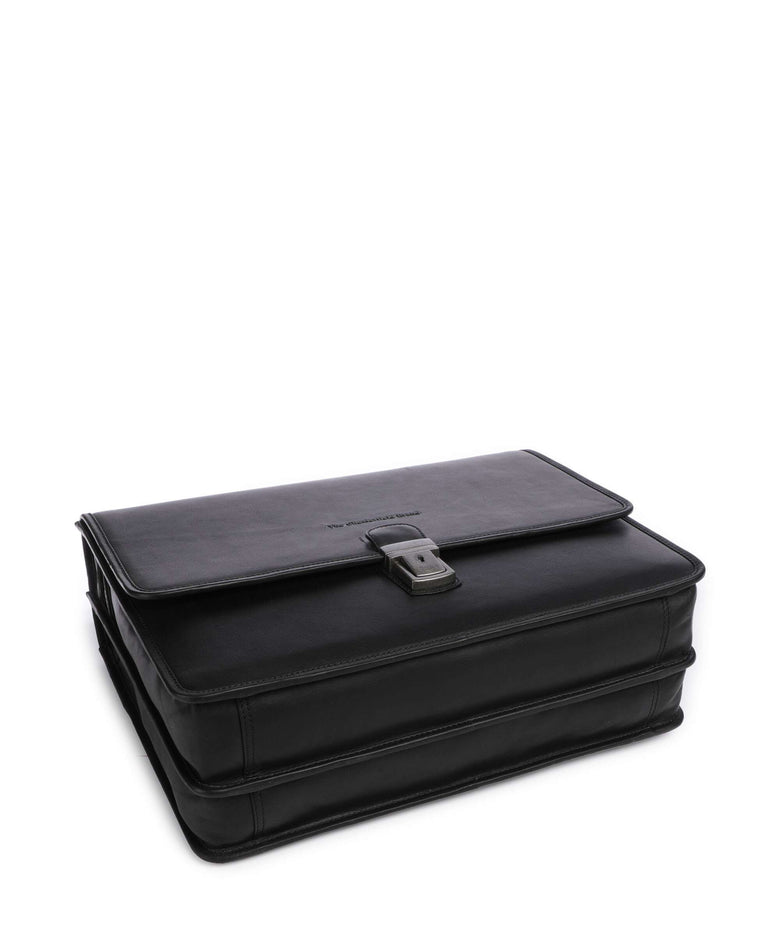 The Chesterfield Brand Cow Wax Pull Up Glenwood Briefcase black