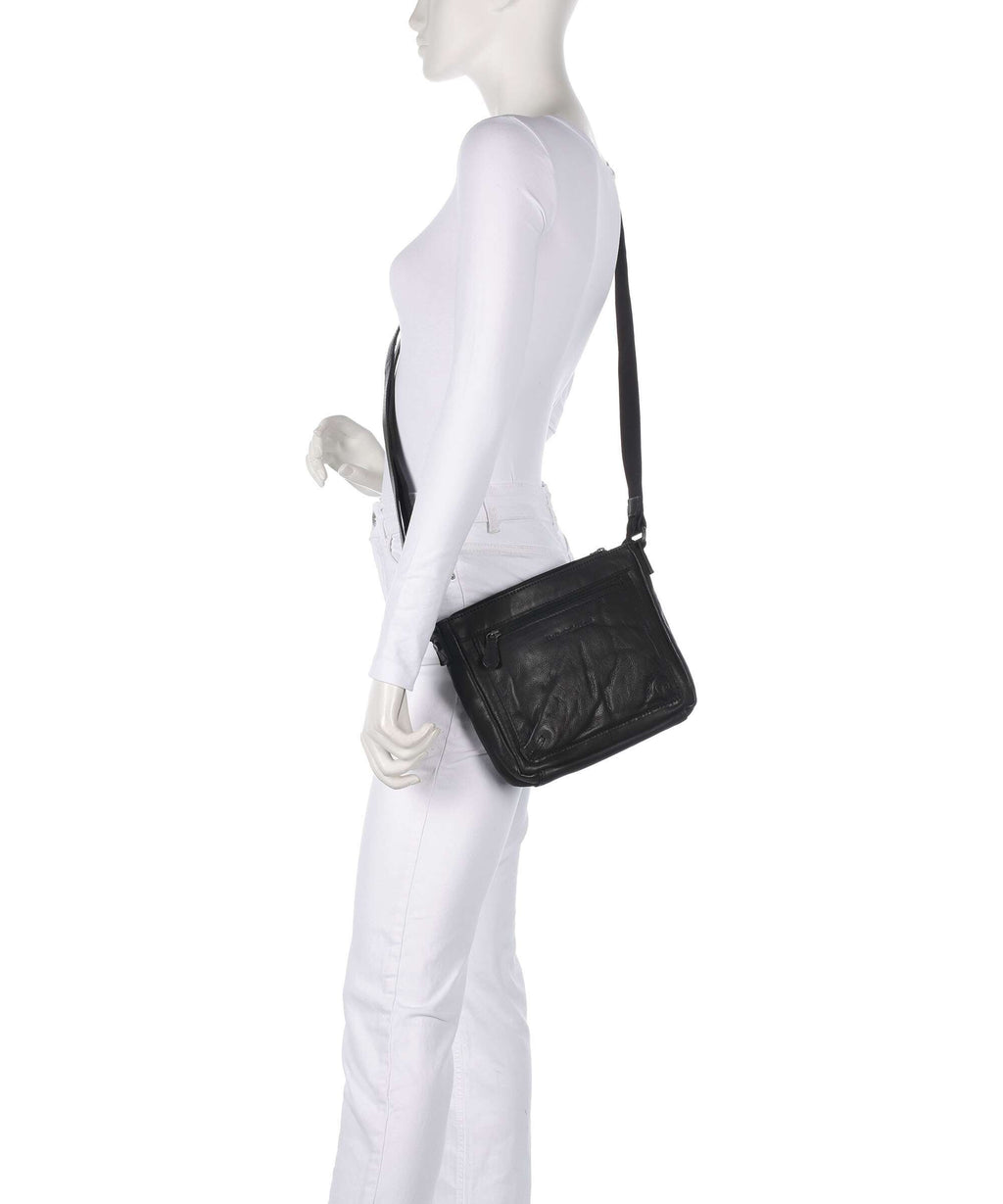 The Chesterfield Brand Washed Waxed Cow Aston Crossbody bag black