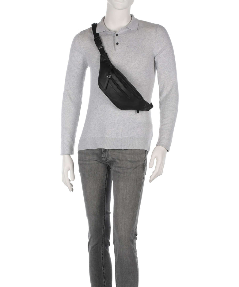 The Chesterfield Brand Wax Pull Up Cow Brana Fanny pack black