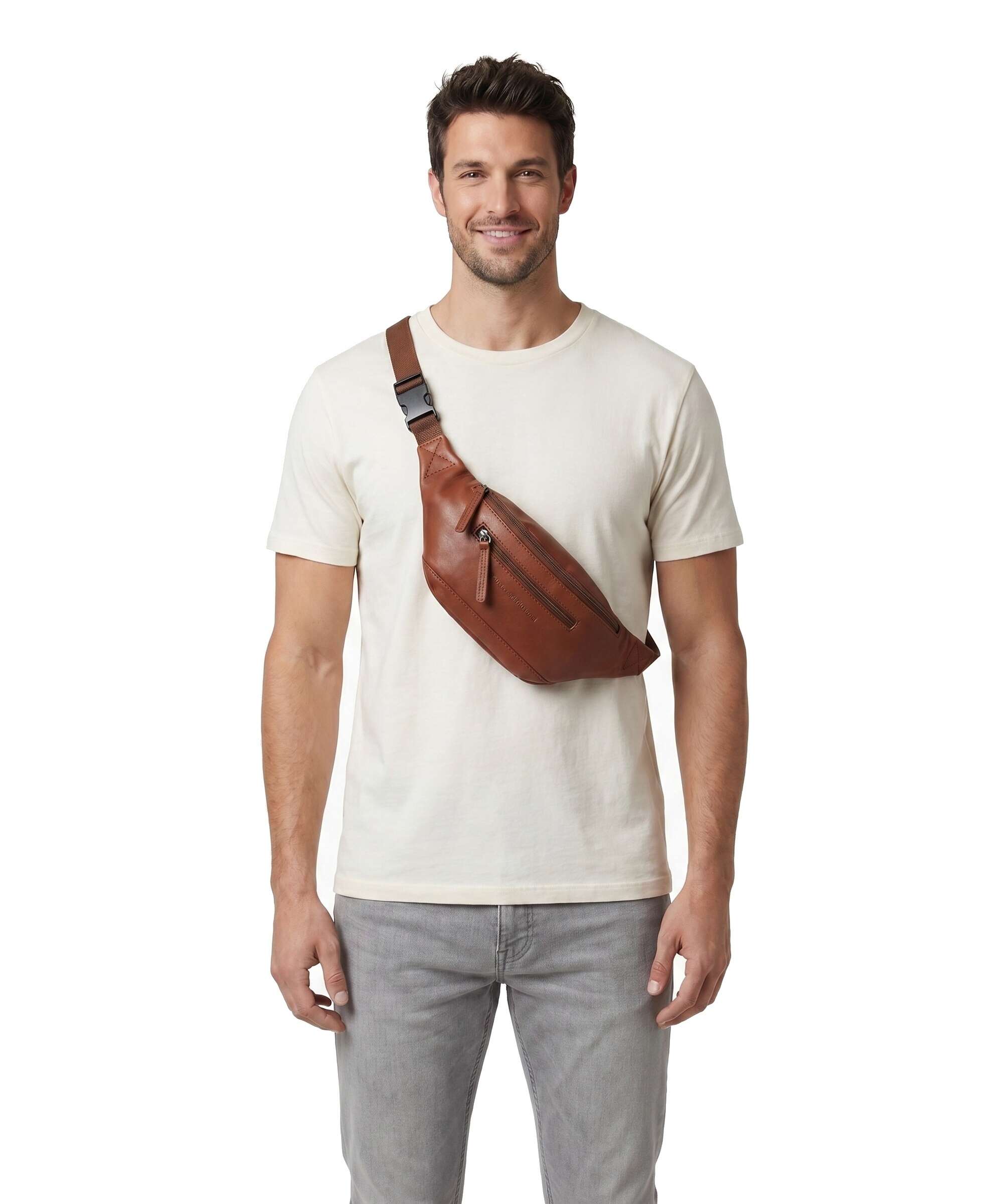 The Chesterfield Brand Wax Pull Up Cow Brana Belt bag cognac