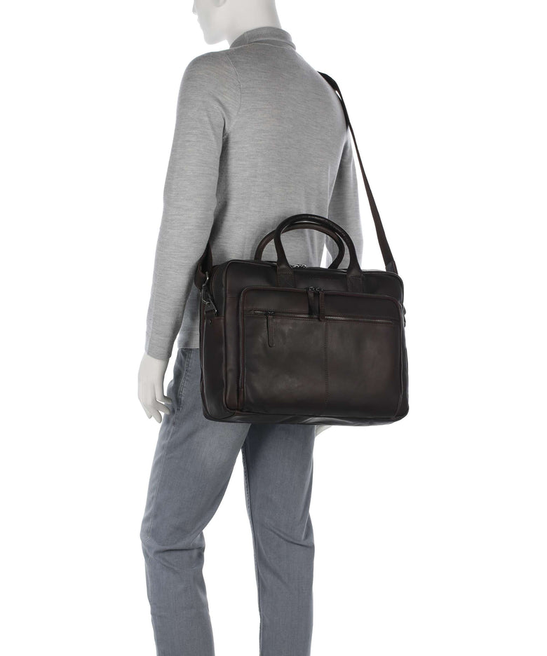 The Chesterfield Brand Wax Pull Up Cow Tacama Laptop bag brown