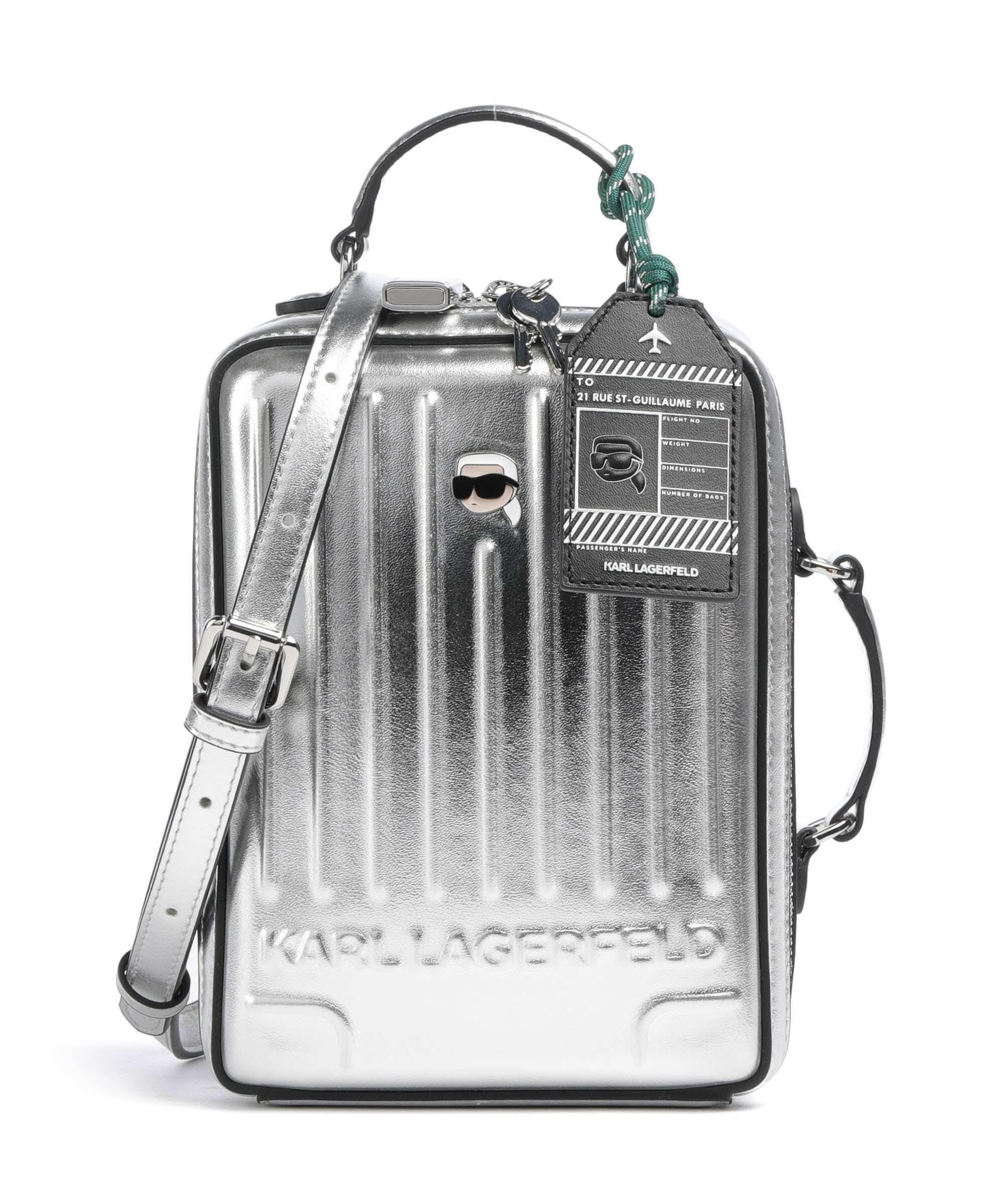 Carry Case Handbag シルバー ミニバッグ Karl Lagerfeld Ikon Crossbody bag imitation leather silver