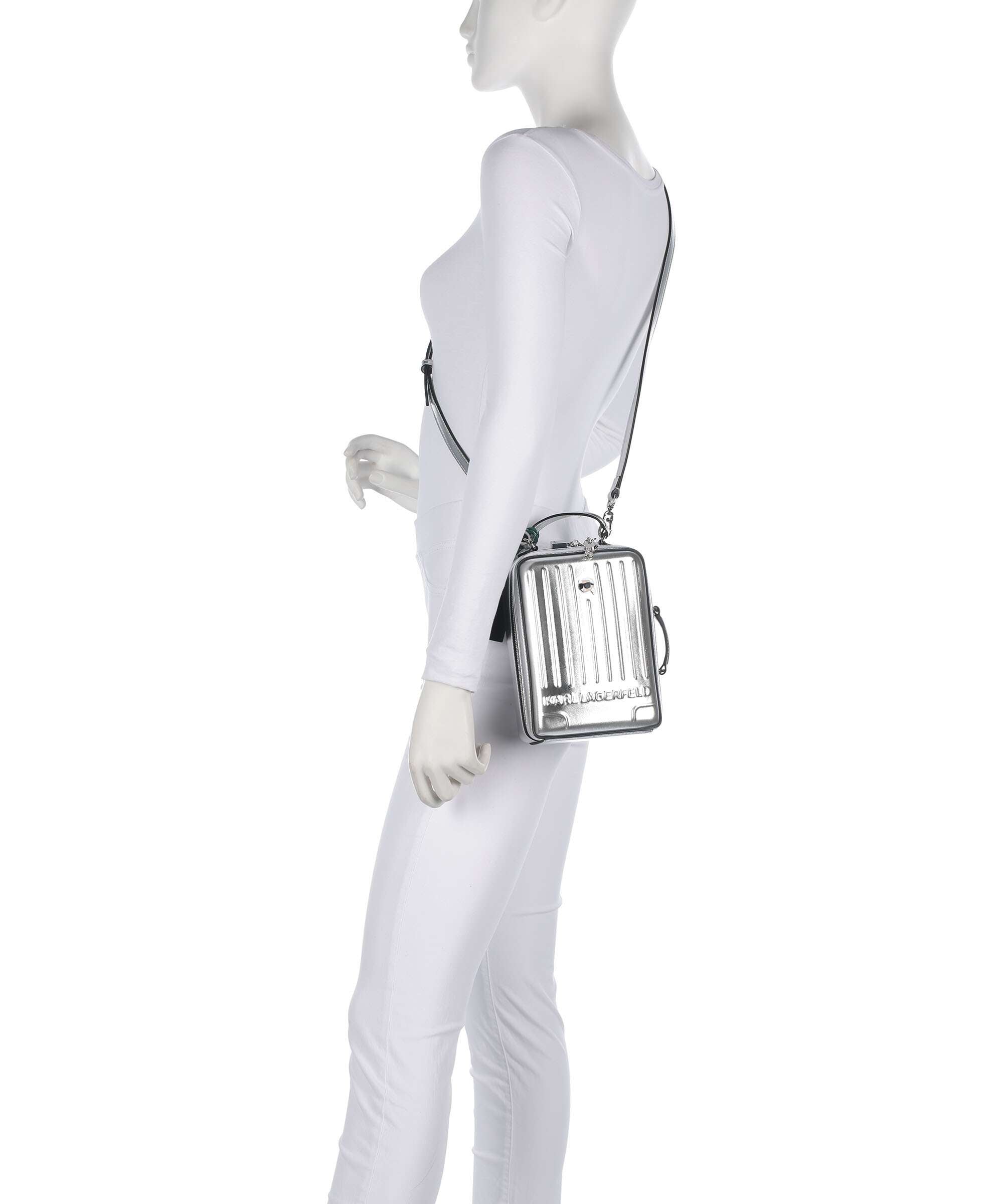 Karl Lagerfeld Ikon Crossbody bag imitation leather silver