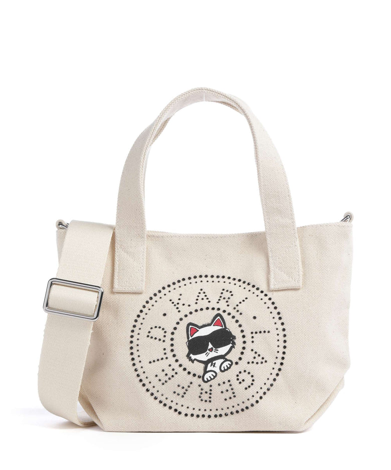 Karl Lagerfeld Ikon Circle Choupette Small Handbag off white