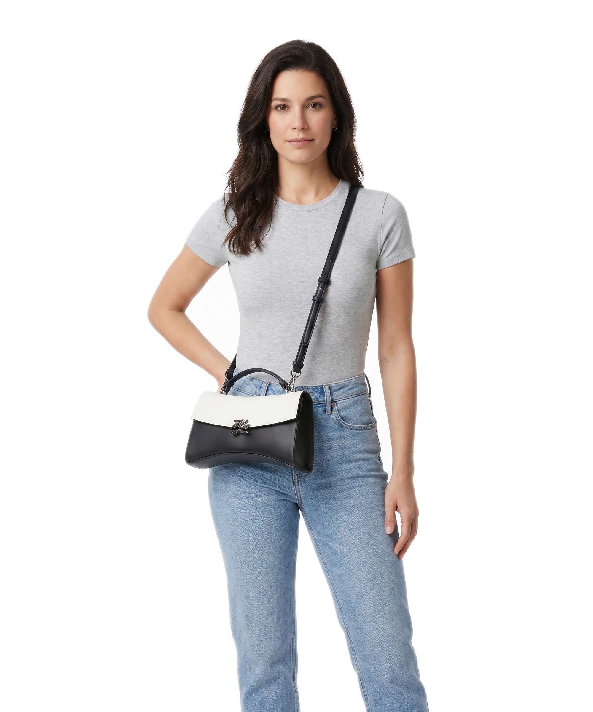 Karl Lagerfeld K/Autograph Twist Crossbody bag black/white